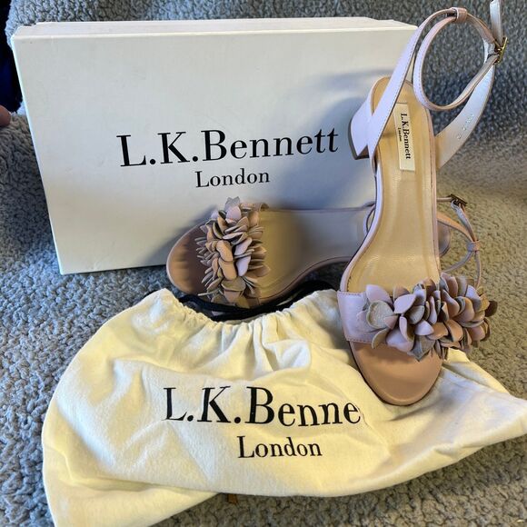 LK Bennett Sandals Women US 6 EU 37 Pink Floral Leather Ankle Strap Marshmellow - Picture 11 of 11